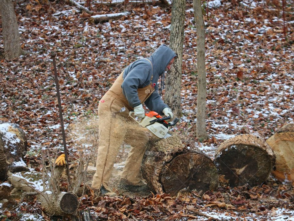 wood cutter at work