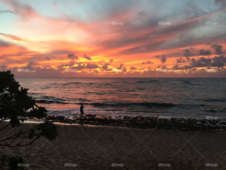 Fisherman at Laniakea Beach, Oahu