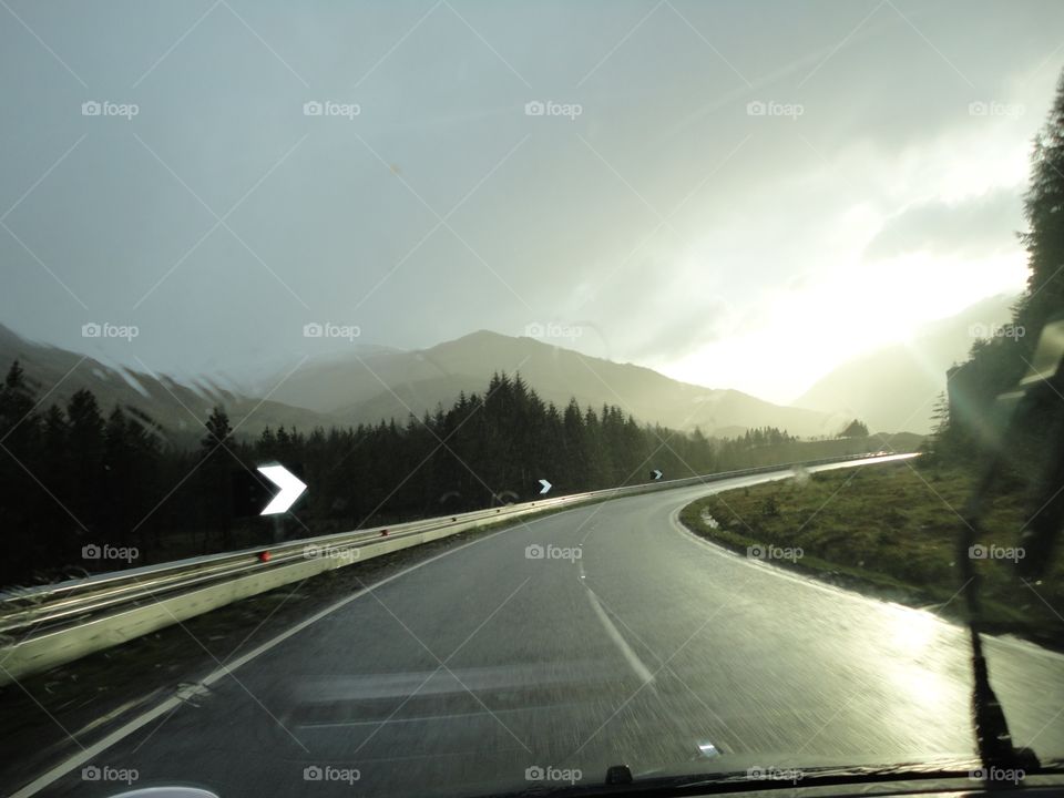 Fresh rained road in Scotland