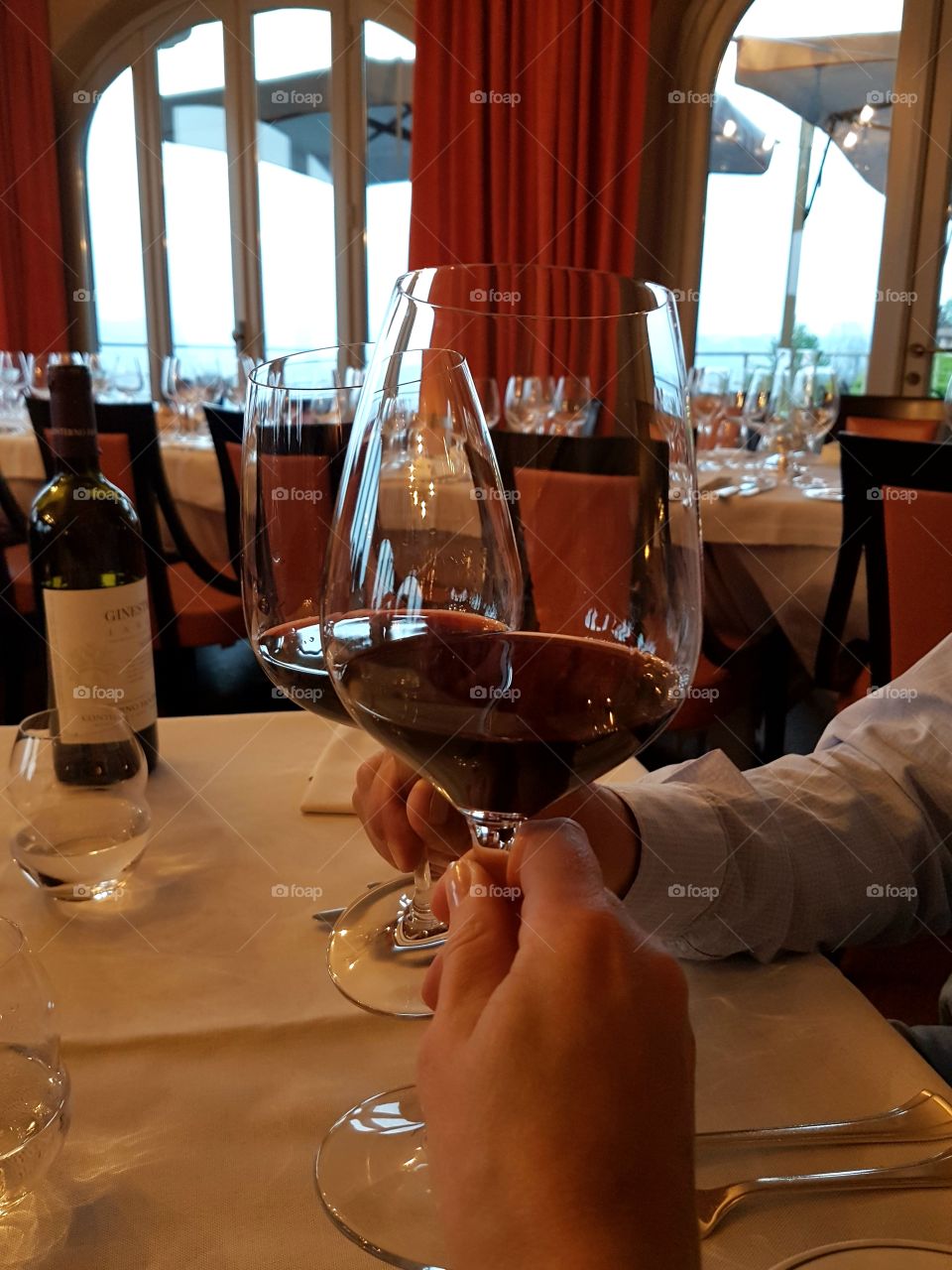 Red wine toast in a italian restaurant