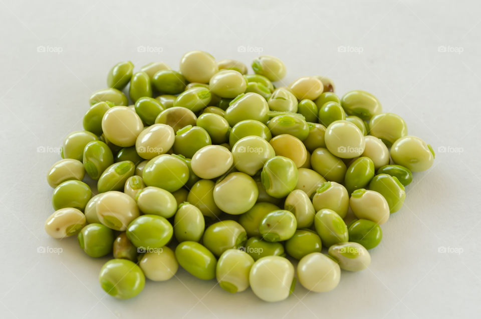 Green Pigeon Peas Grains Against White Background