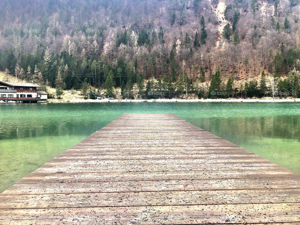 Wooden dock on the lake 