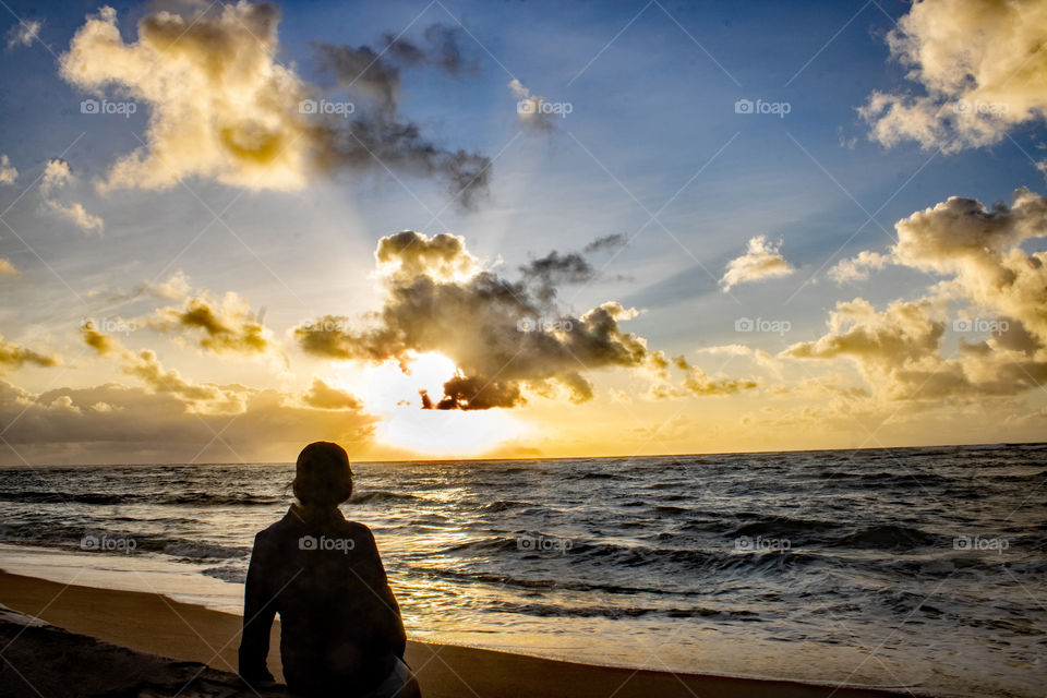 Magical sunrise over the ocean 