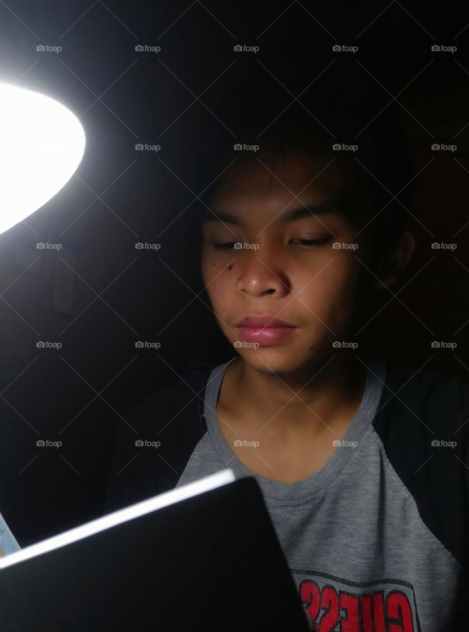 light generated from the study table lamp