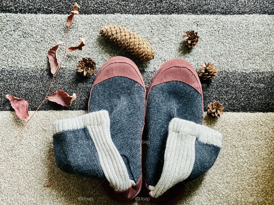 Slouch boots by Acorn, autumn flat lay 