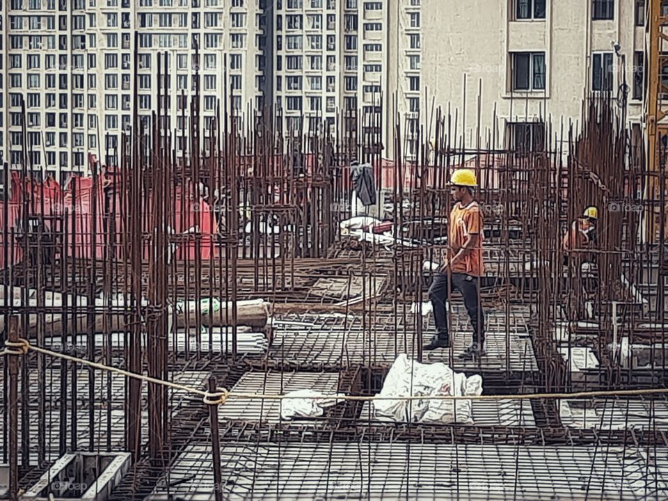A construction worker at a construction site