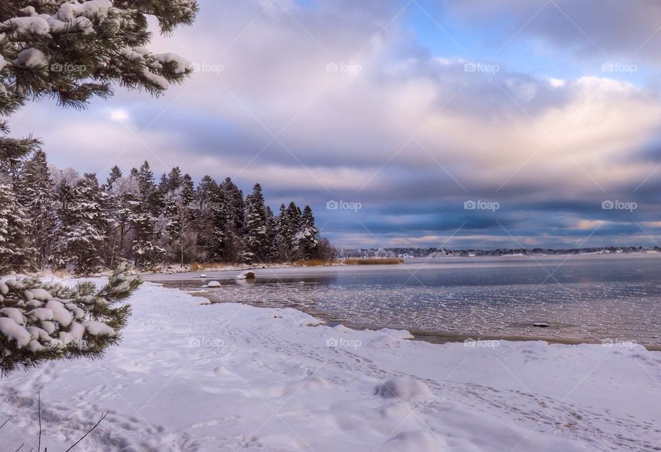 View of beach during winter