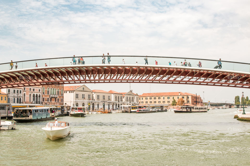 The Constitution Bridge (Ponte Della Costituzione) Designed By The Spanish Architect Santiago Calatrava, Over Grand Canal In Venice, Italy