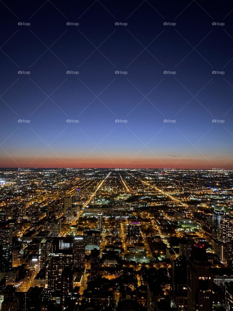 Chicago from above at night 