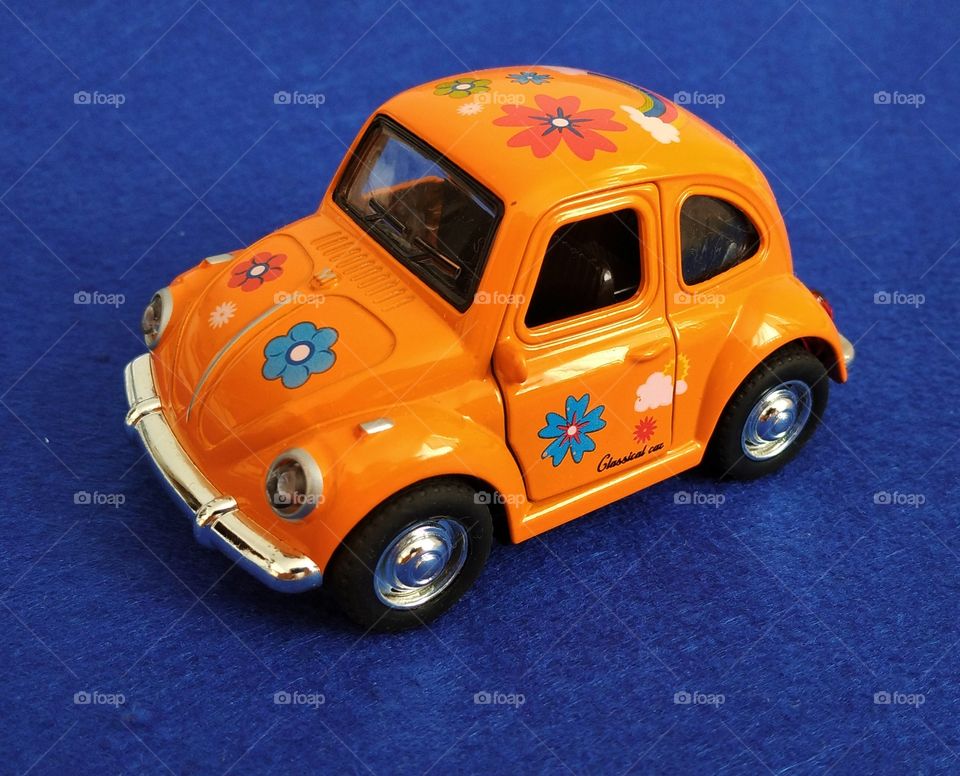 A happy VW beetle classic toy car