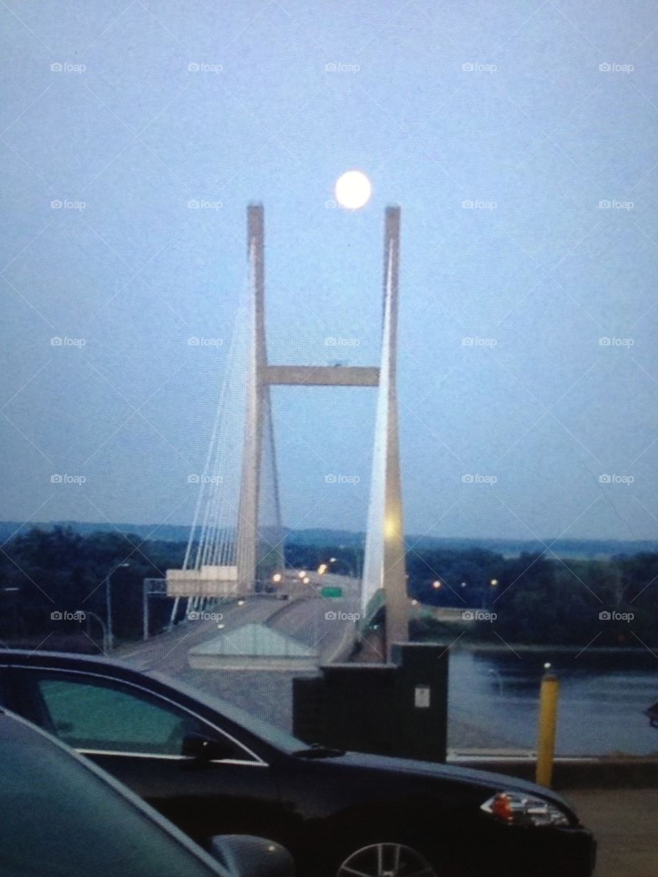 Moon over bridge