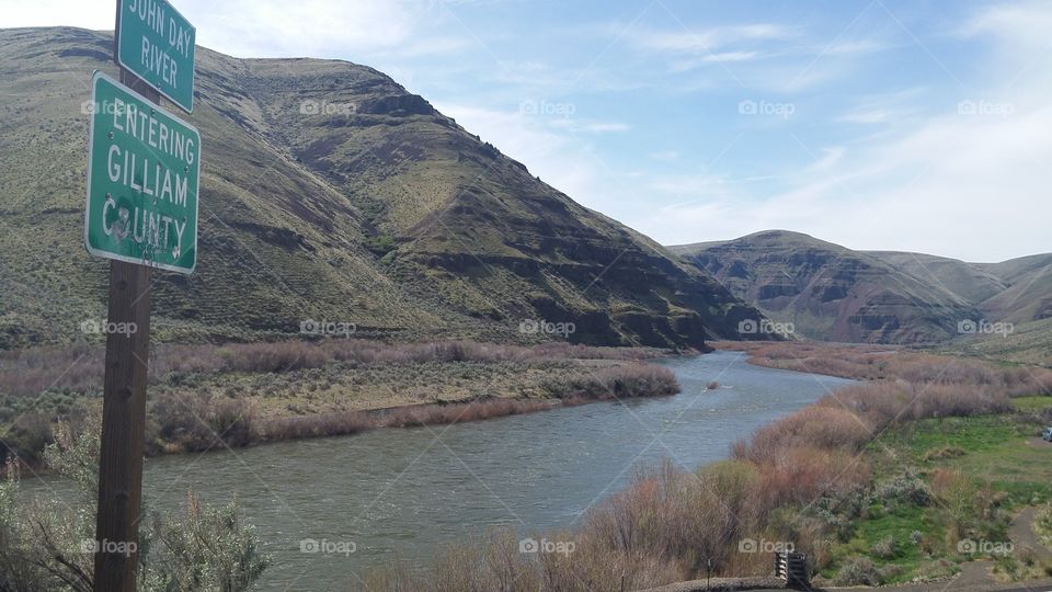 Eastern Oregon river on sunny day