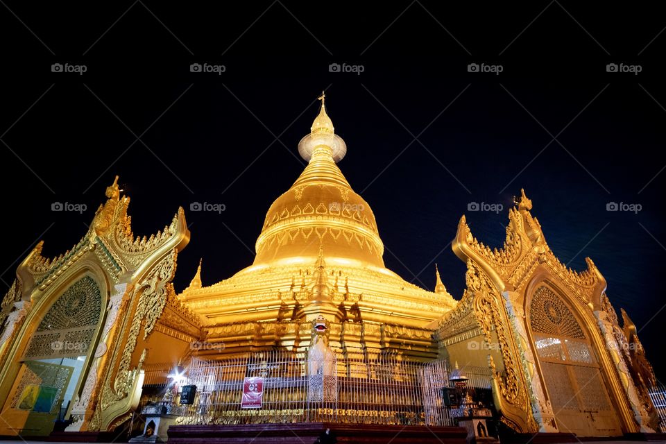 Beautiful pagoda  light in the night