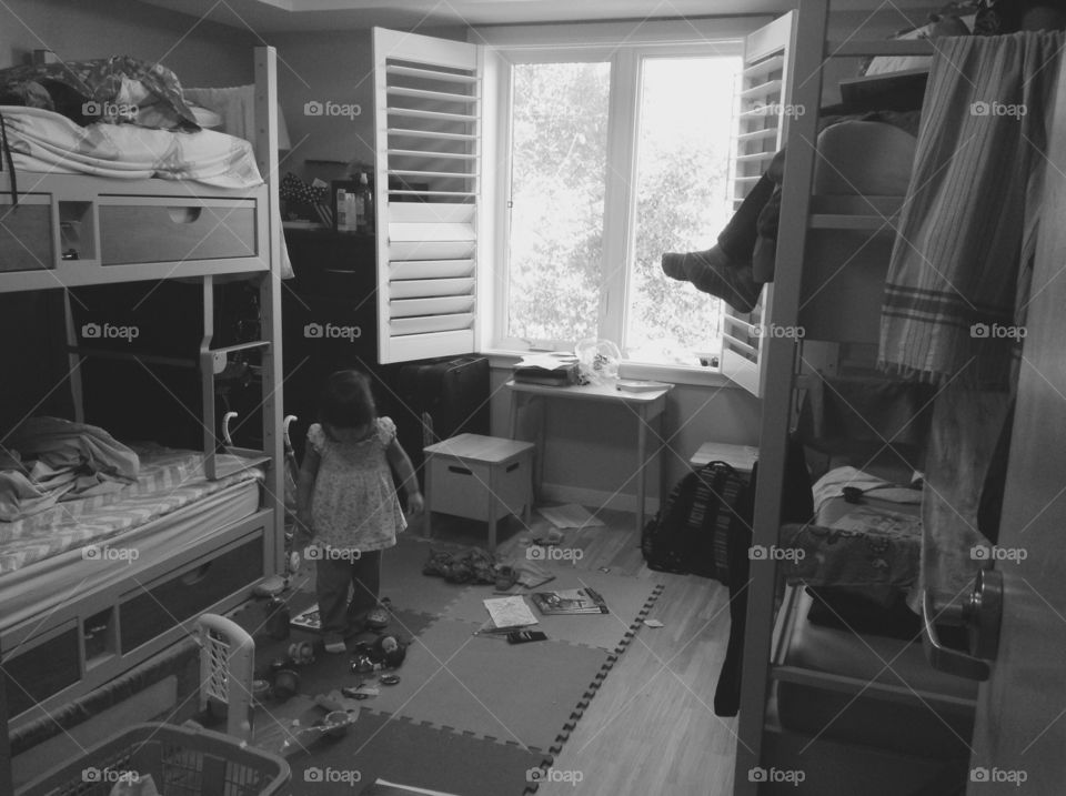 Toys, clothing, stationery.. all on the floor. What else you can expect having a young kids in your place?