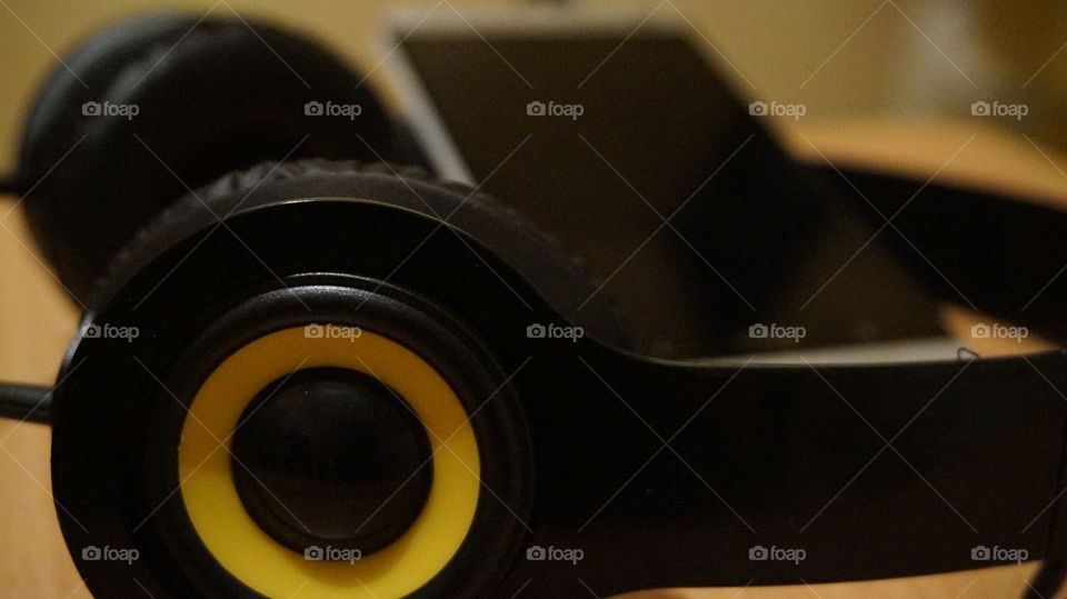 headphones and smartphone. technology , android