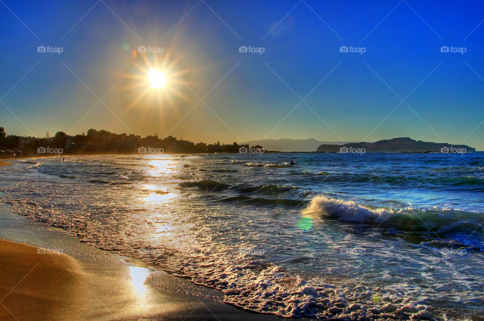 beach sun sea reflection by chaniaweb