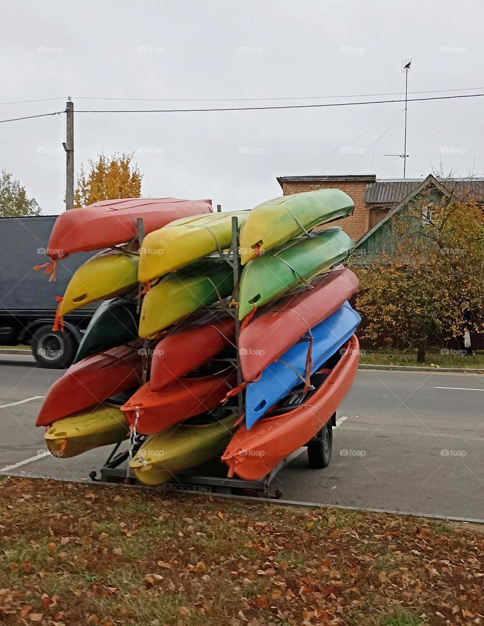 colours boats on a street