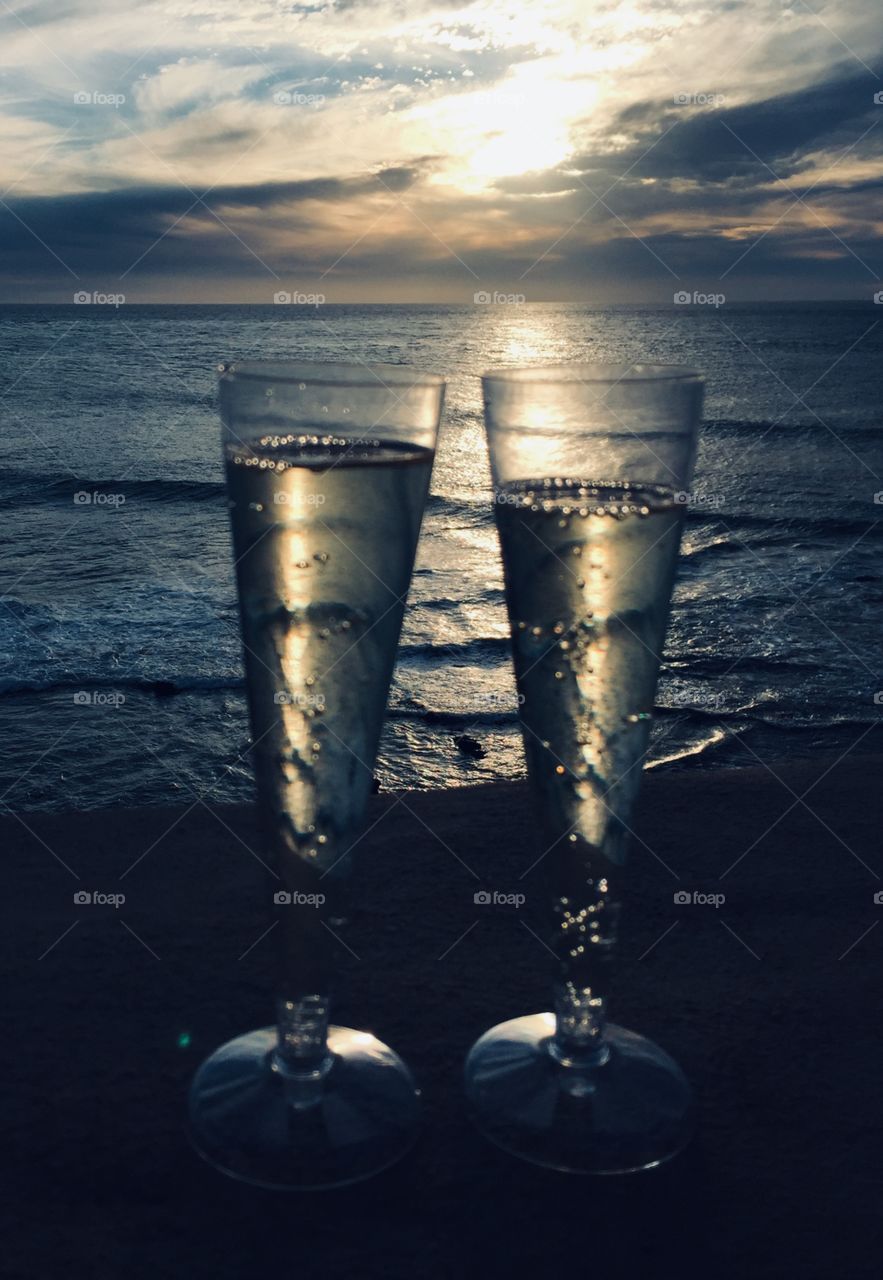 Champagne at sunset