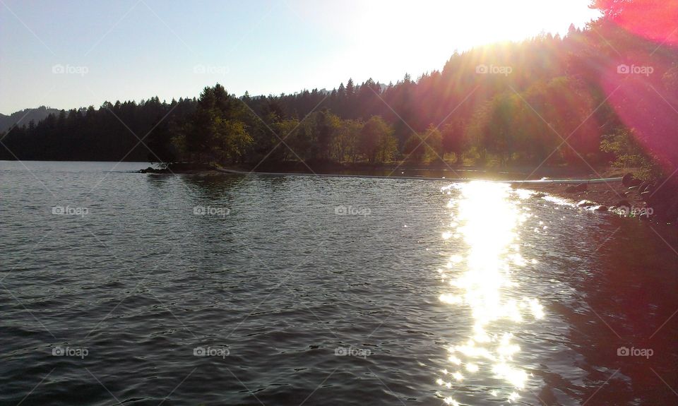 sunburst. on lake