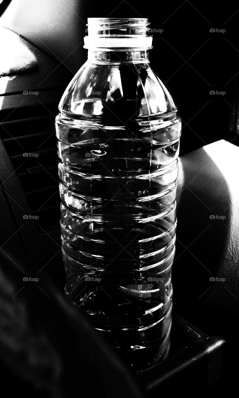 Water bottle in black and white mode
