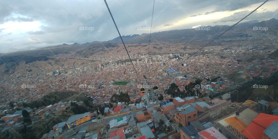Gandola overlooking La Paz, Bolivia