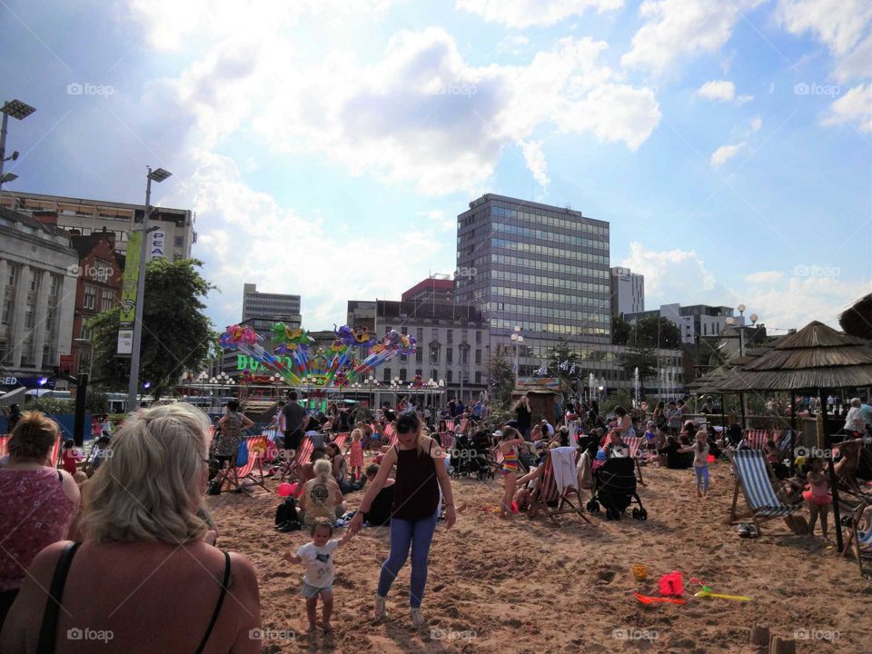 Beach in the heart of the British city of Nottingham