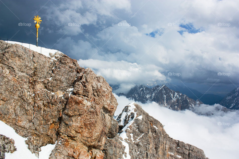 Scenic view of zugspitze mountain in winter