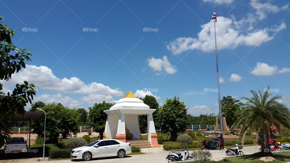 Blue sky with fluffy white clouds