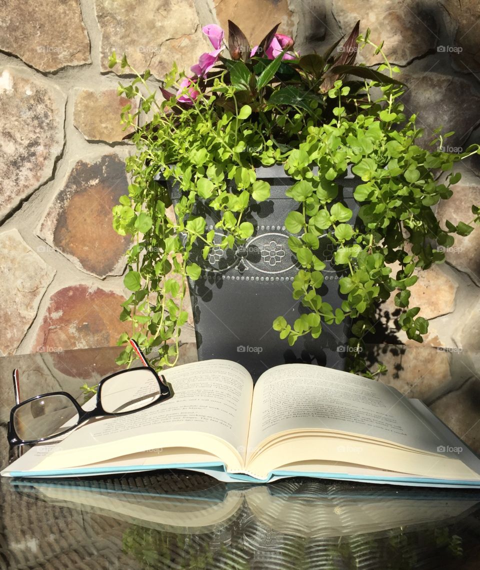 Flower pot with book