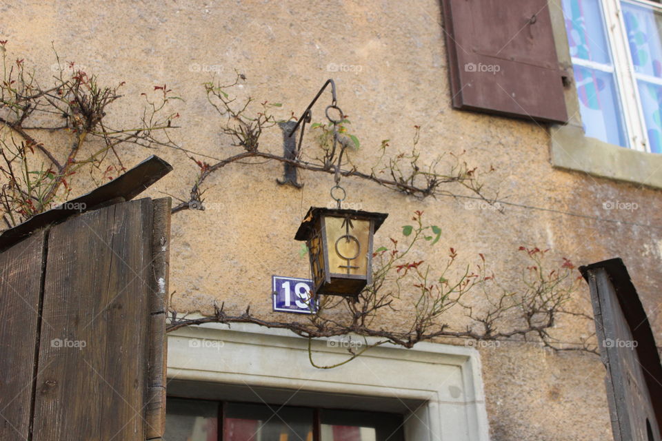 Window with Lantern in Switzerland