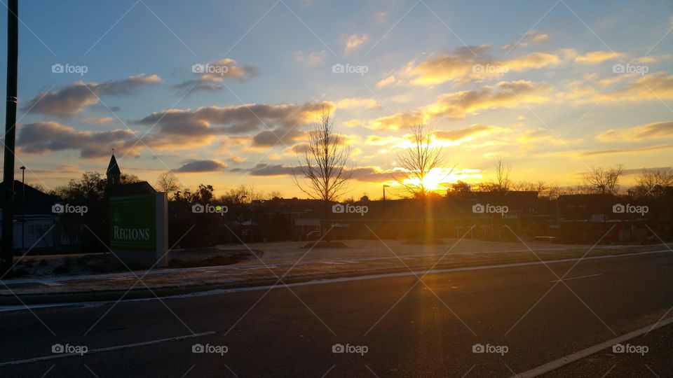 Sunset, Dawn, No Person, Road, Evening