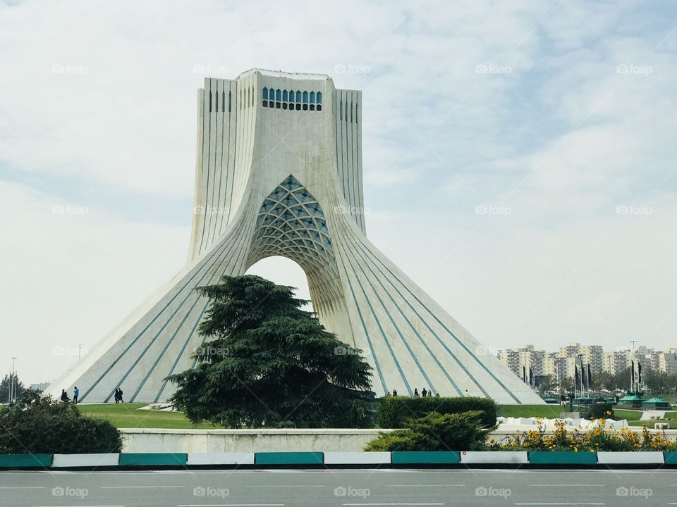 This photo was taken in tehran, Iran. The monument known as Azadi tower is located at Azadi square. It is one of the greatest landmarks of Tehran