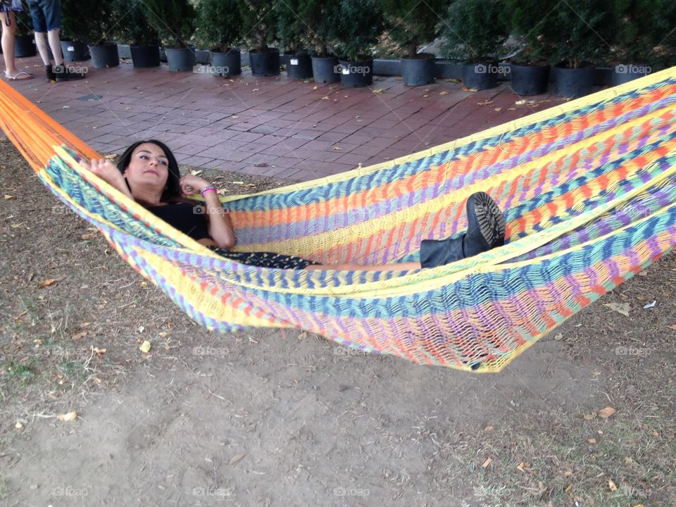 Young woman in hammock