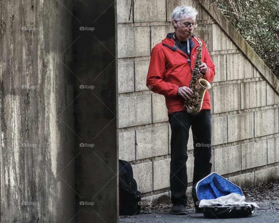 Street Musician Playing Saxophone