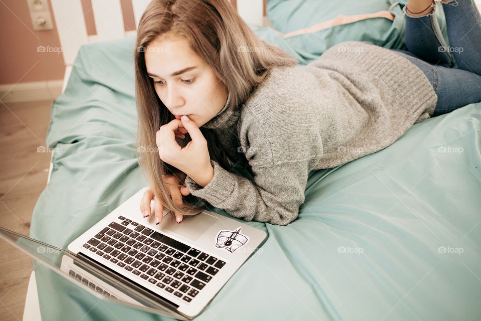 Girl using laptop