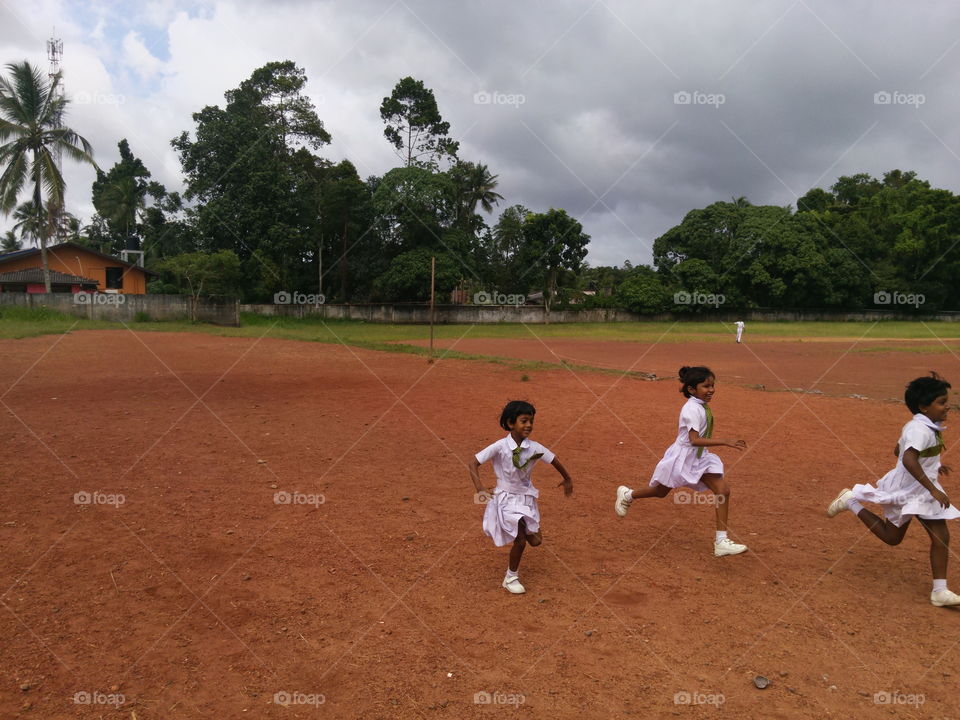 A sporting event for little girls in Sri Lanka.