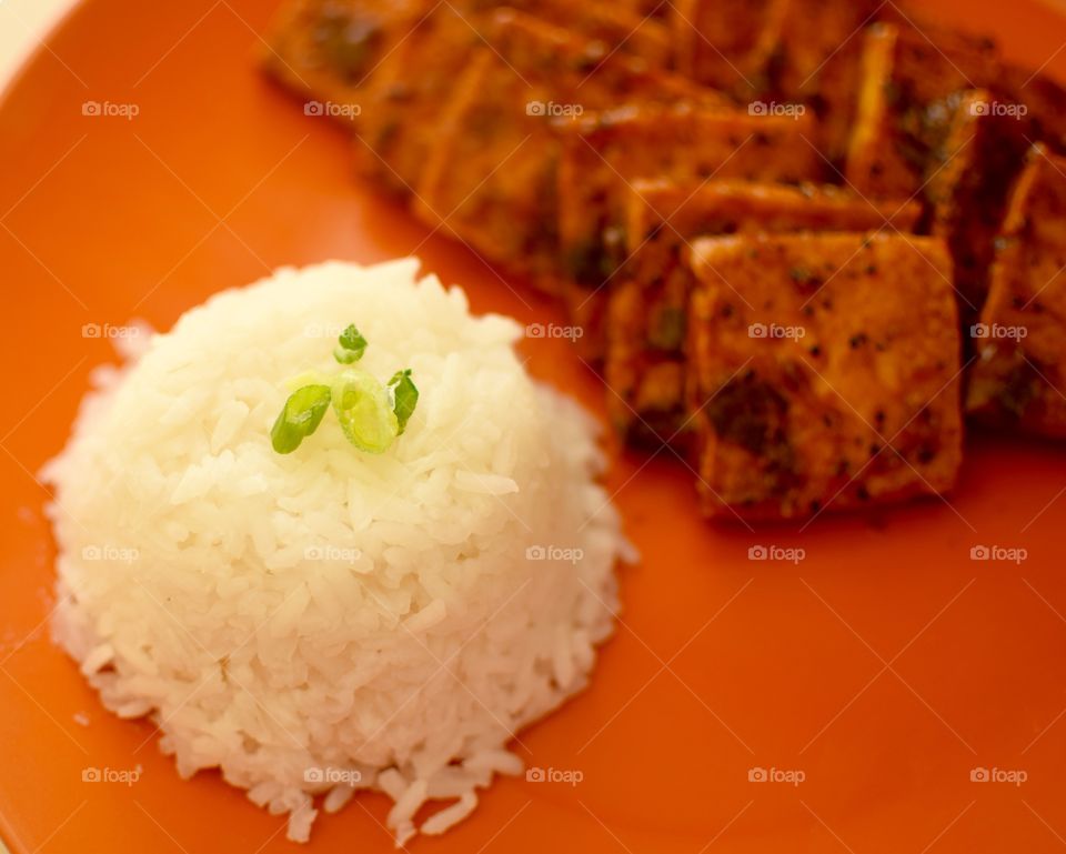 Fried tofu and rice with a sweet sauce #3