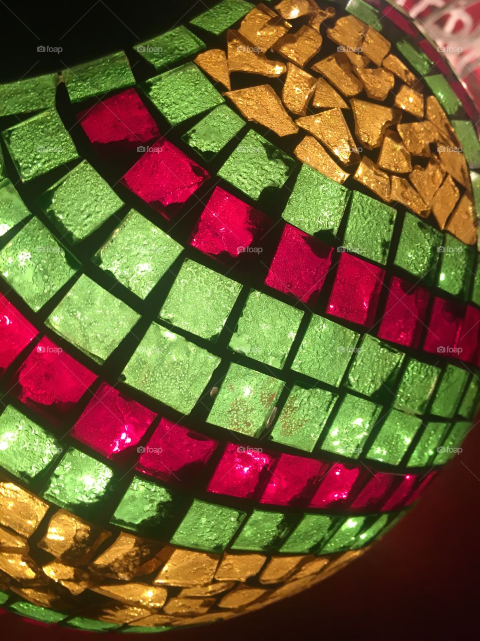 Colored Glass Mosaic Lamp Closeup