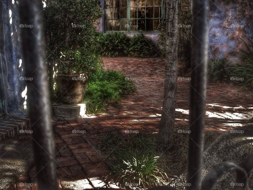 Old patio detail in Santa Barbara, California