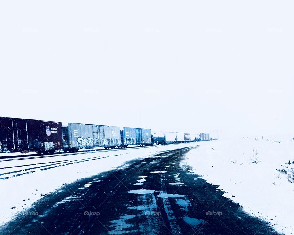 Train with snow 