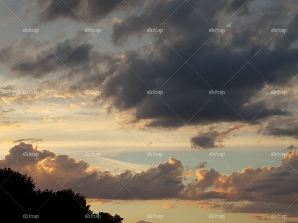 Beautiful sunset after thunderstorm