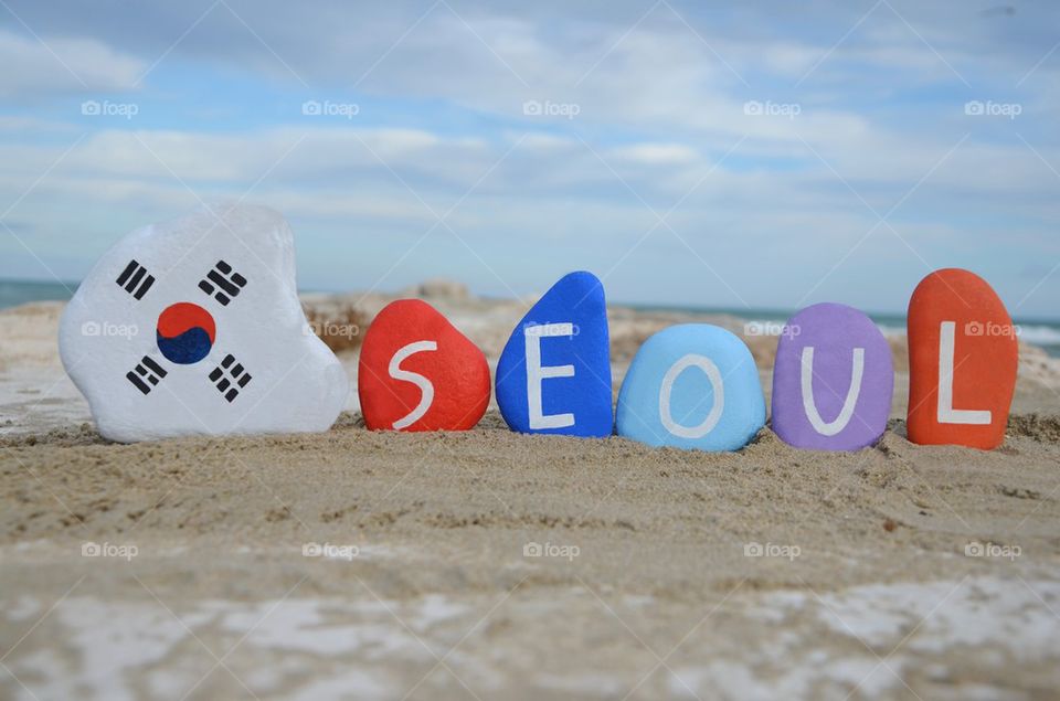 Seoul, souvenir on colourful stones