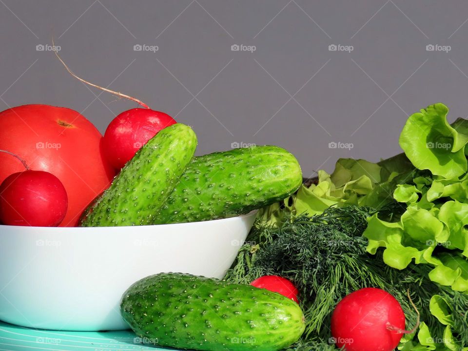 Salad and vegetables