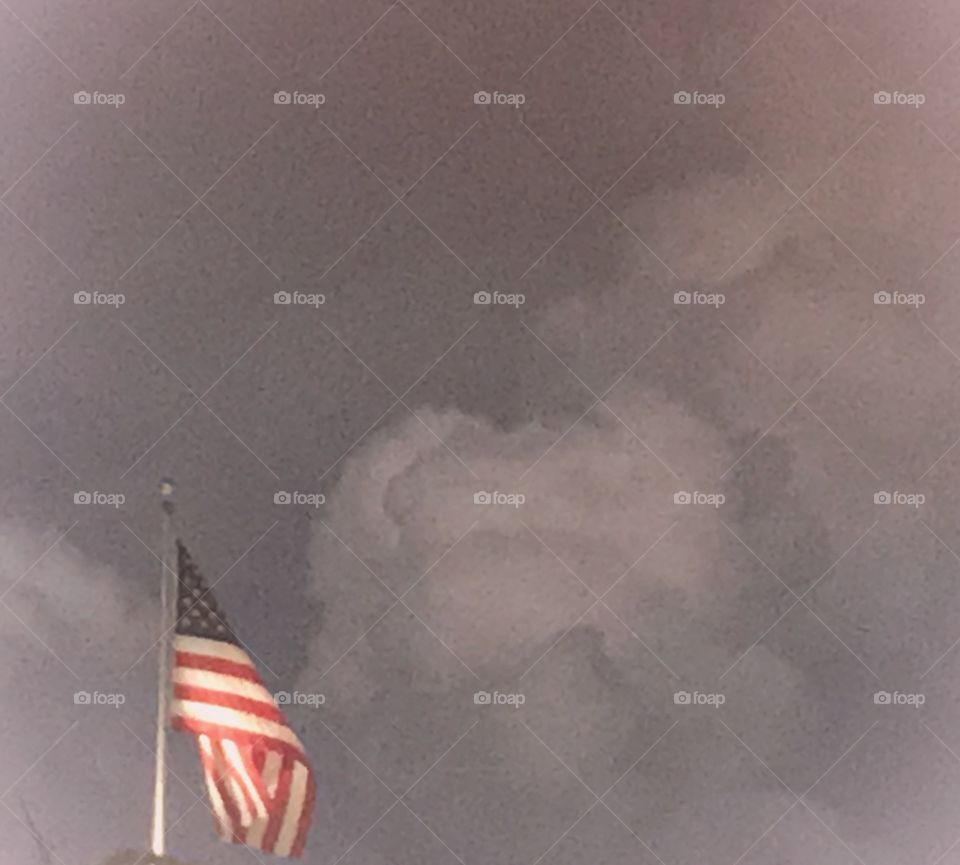 Flag in storm