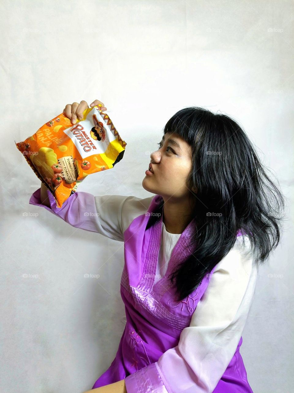 Portrait with product.