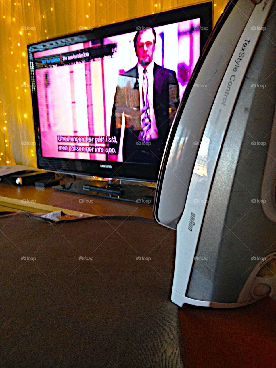 Ironing in front of television!! 