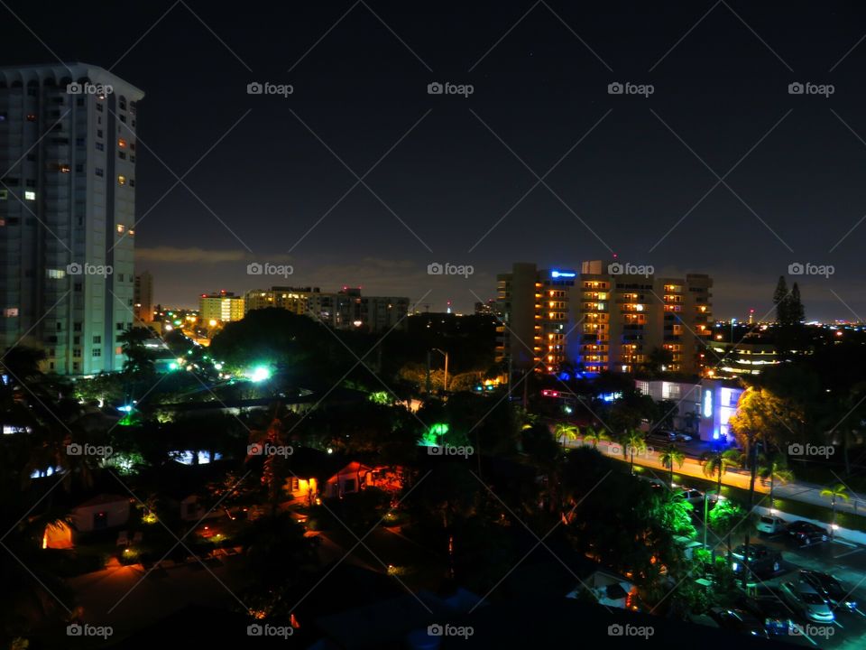 Into the Night. A1A from the Beachcomber Resort in Pompano Beach, Florida.