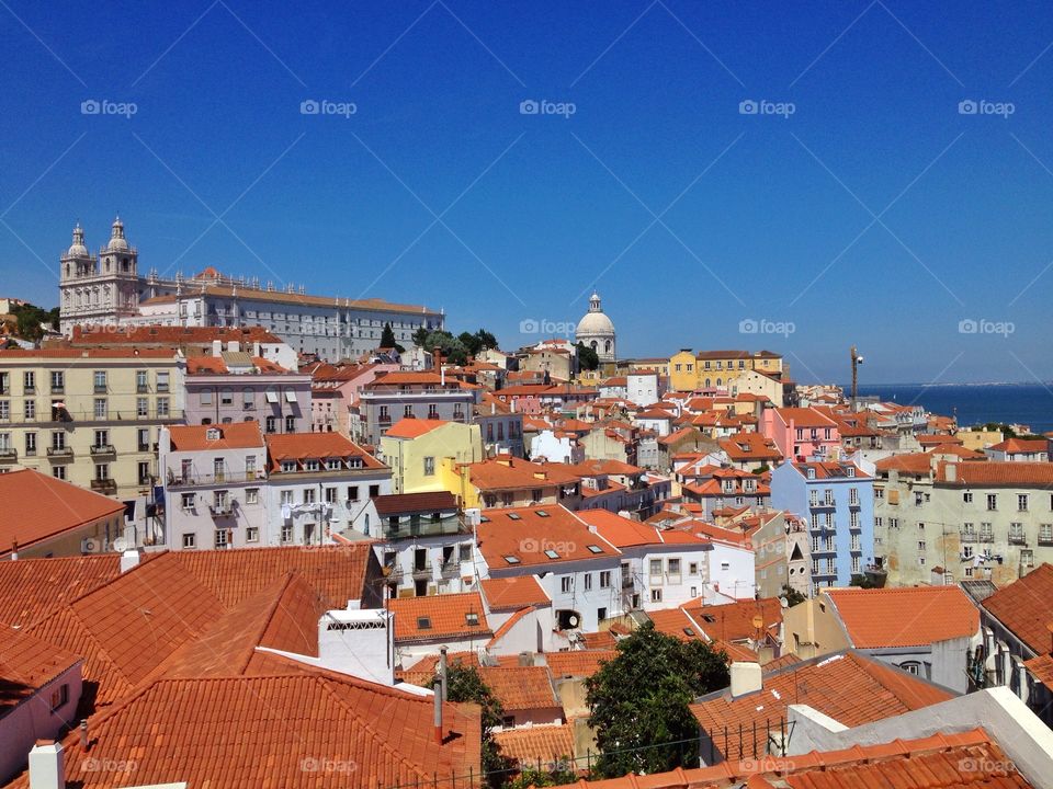 Lisbon in Portugal. View over Lisbon city the old district of Alfama
