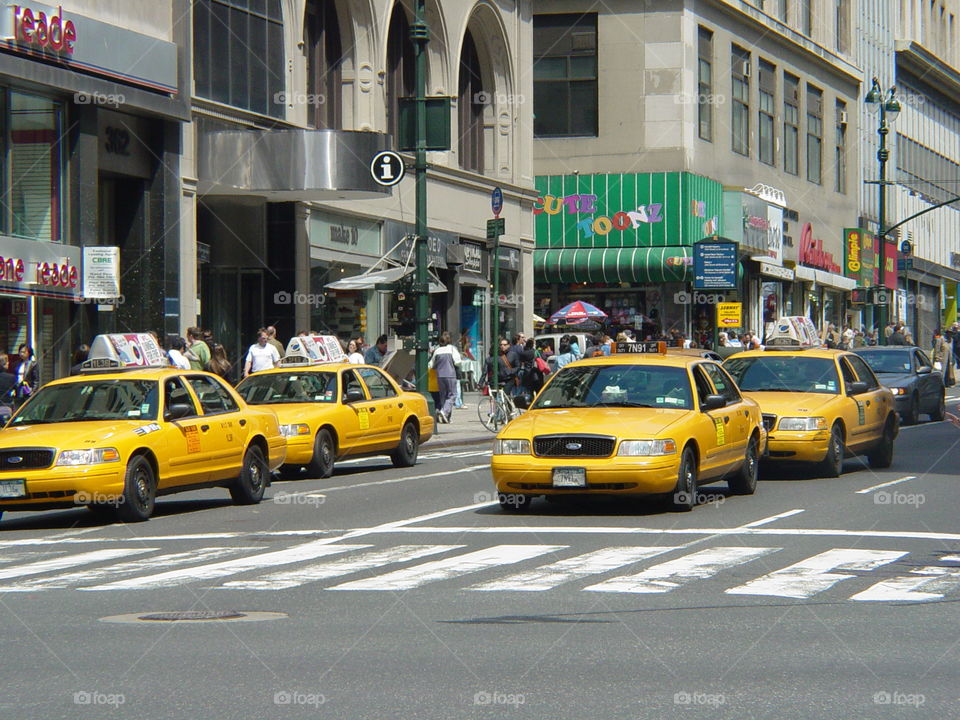 Yellow cabs. Taxis in NYC