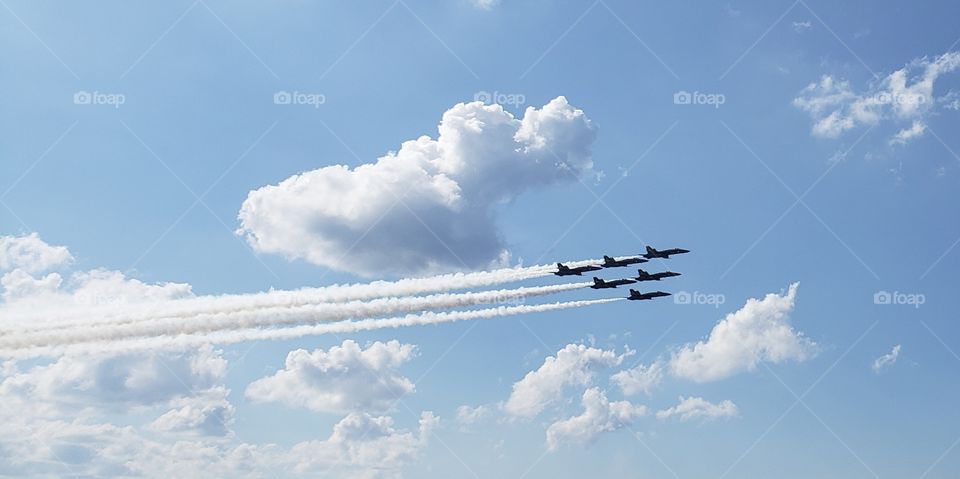 clouds, jet, blue, white, blue sky, fluffy, cumulus, smoke, fast. airplane, planes